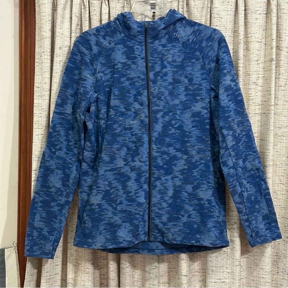 Lululemon Surge Warm Full Zip Data Rush Mini Jacquard Chambray Mineral Blue
